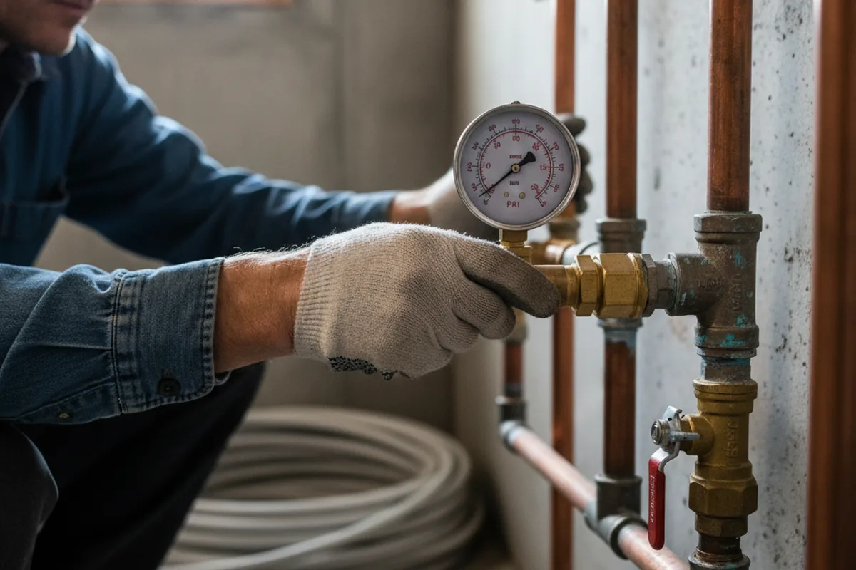 Pressure testing a repaired line during Water Line Repair in Moorpark